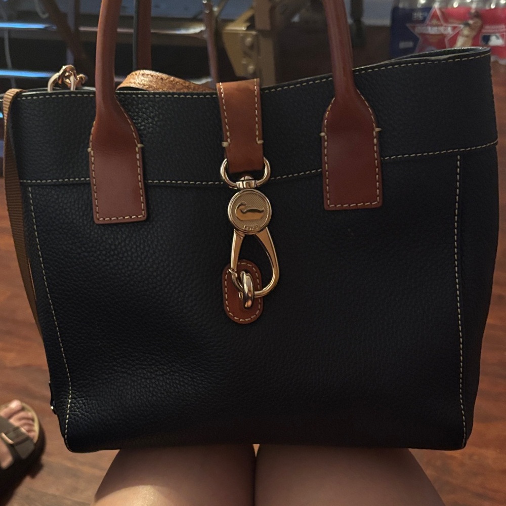 Classic Black and Brown Leather Tote Bag
